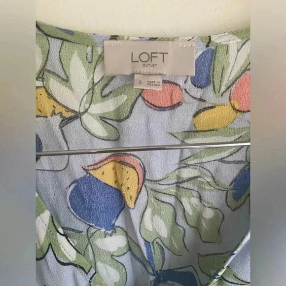 Loft Lemon Dress Size Small Mini Flutter Dolman Sleeve Blue Summer Spring Beach - Picture 6 of 8